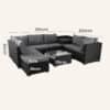 Large Modular Outdoor Ottoman Lounge Set in Black - Thumbnail Image 14