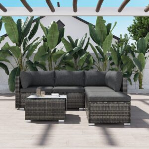 Ottoman-Style Outdoor Lounge Set in Grey