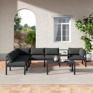 Contemporary 8-Piece Outdoor Seating Suite in Aluminium