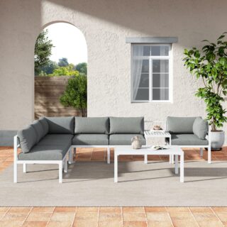 Contemporary 8-Piece Outdoor Seating Suite in Aluminium
