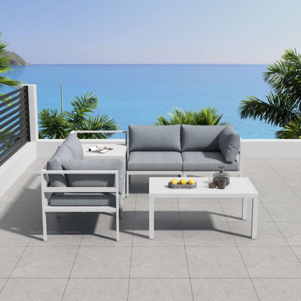 Contemporary Outdoor Seating Set in Aluminium - White