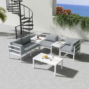 Contemporary 7-Piece Outdoor Seating Suite in Aluminium