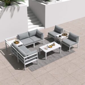 Contemporary 9-Piece Outdoor Seating Suite in Aluminium