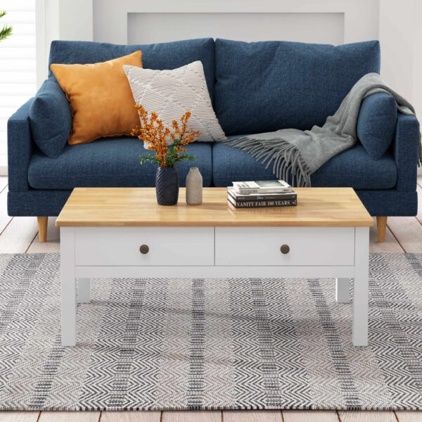 Sleek Natural Wood Rectangle Coffee Table