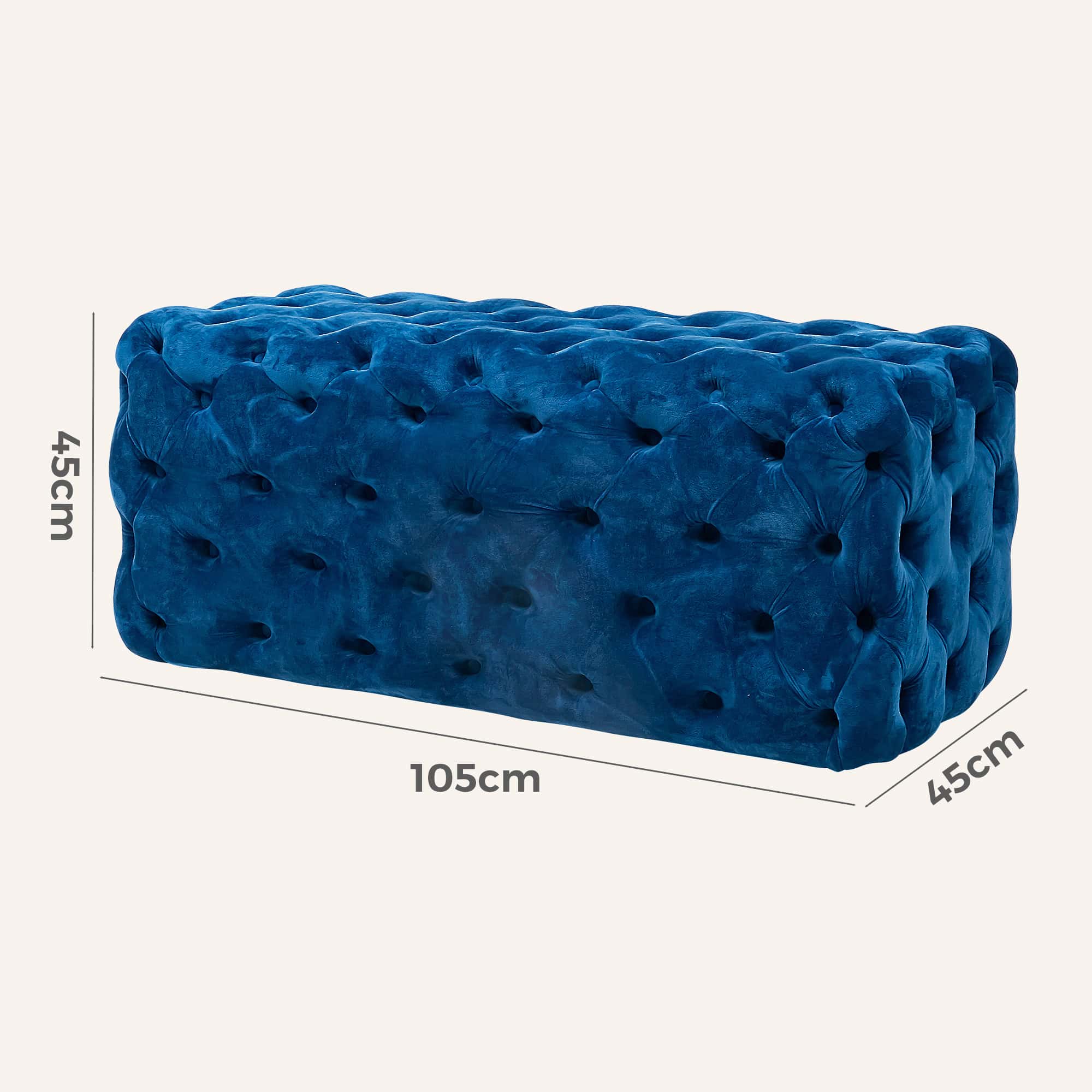 Elsa Navy Blue Velvet Ottoman-Rectangular - Image 12