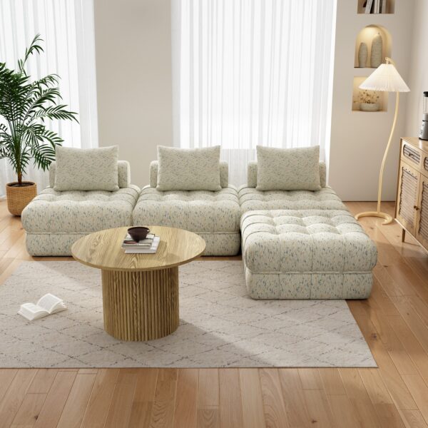 Martina Bouclé Sofa Set with Ottoman - 4 Piece