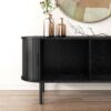 Ribbed Black Sideboard with Sliding Doors - Dreamo Living