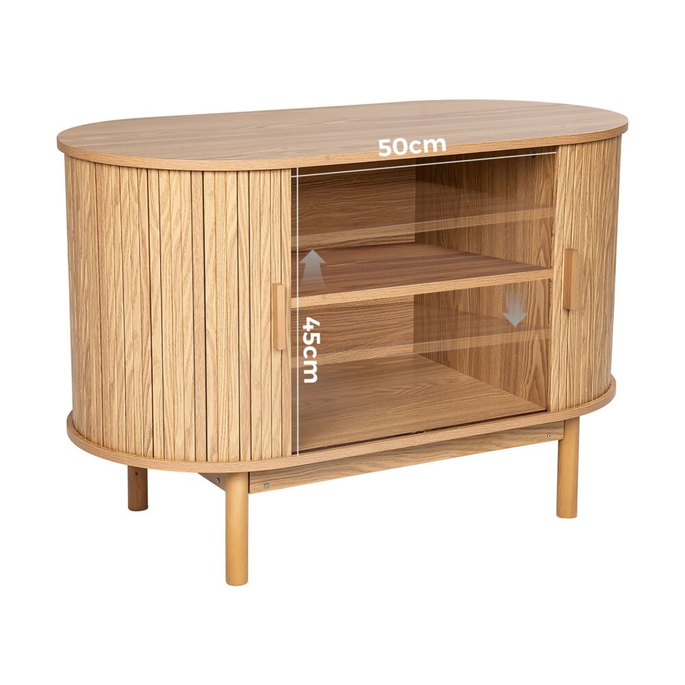 Natural Wood Ribbed Sideboard Cabinet - Dreamo Living