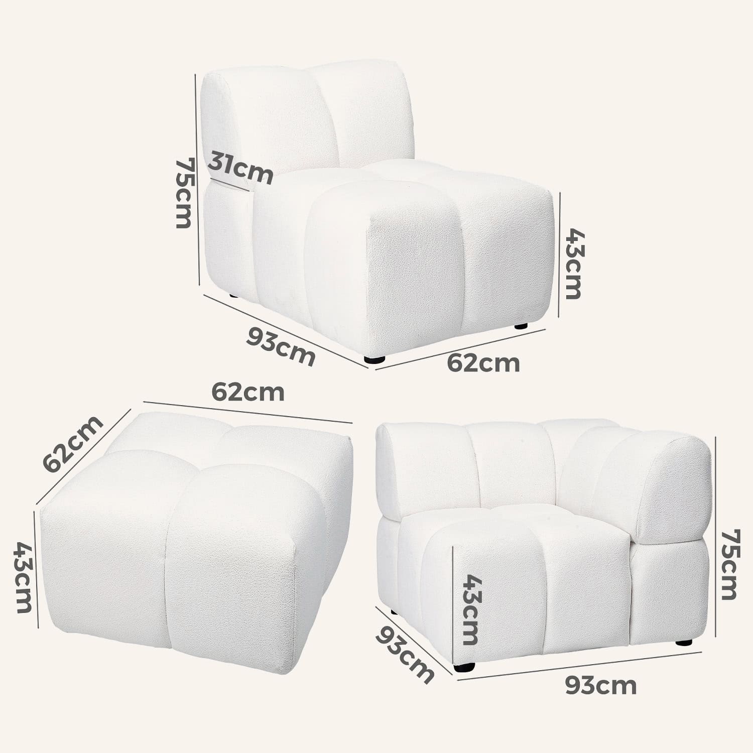 Lola 3.5 Seater Multi-Coloured Bouclé Sofa Couch - Image 26