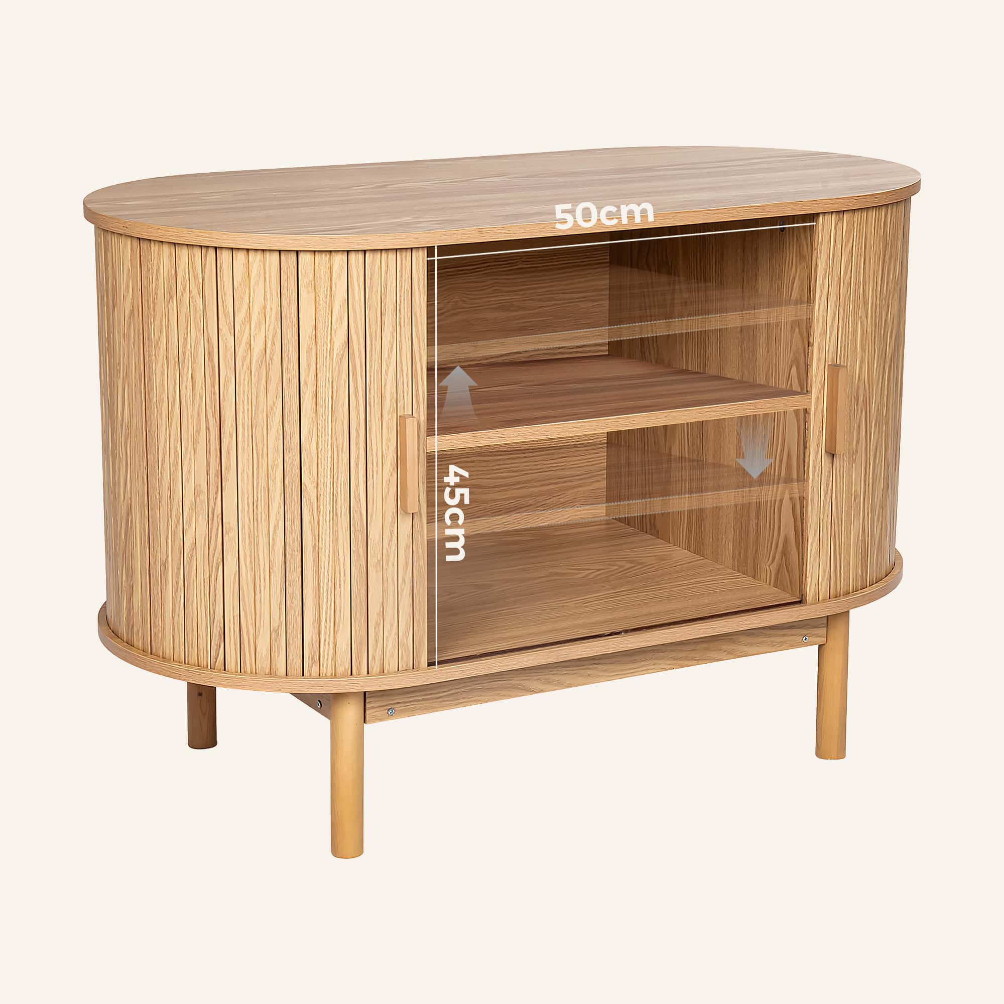 Natural Wood Ribbed Sideboard Cabinet-TW exclusive - Image 14