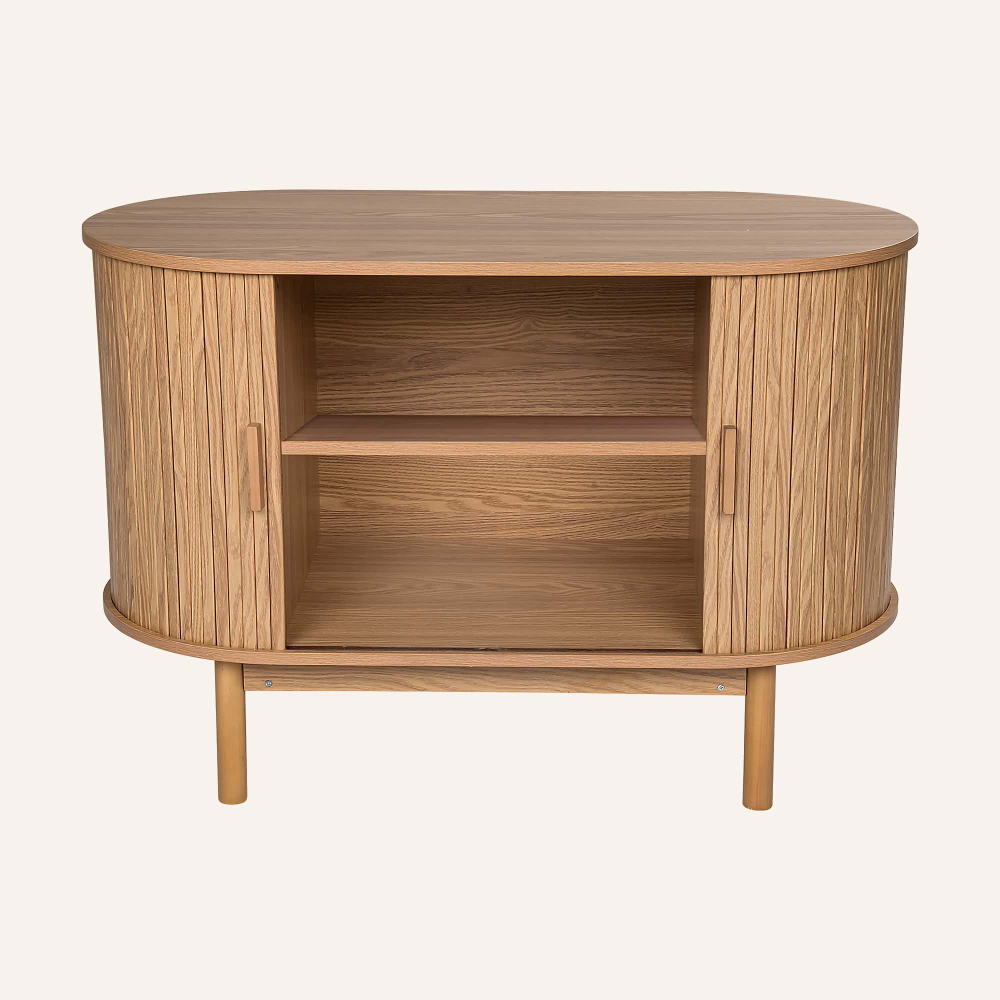 Natural Wood Ribbed Sideboard Cabinet-TW exclusive - Image 9