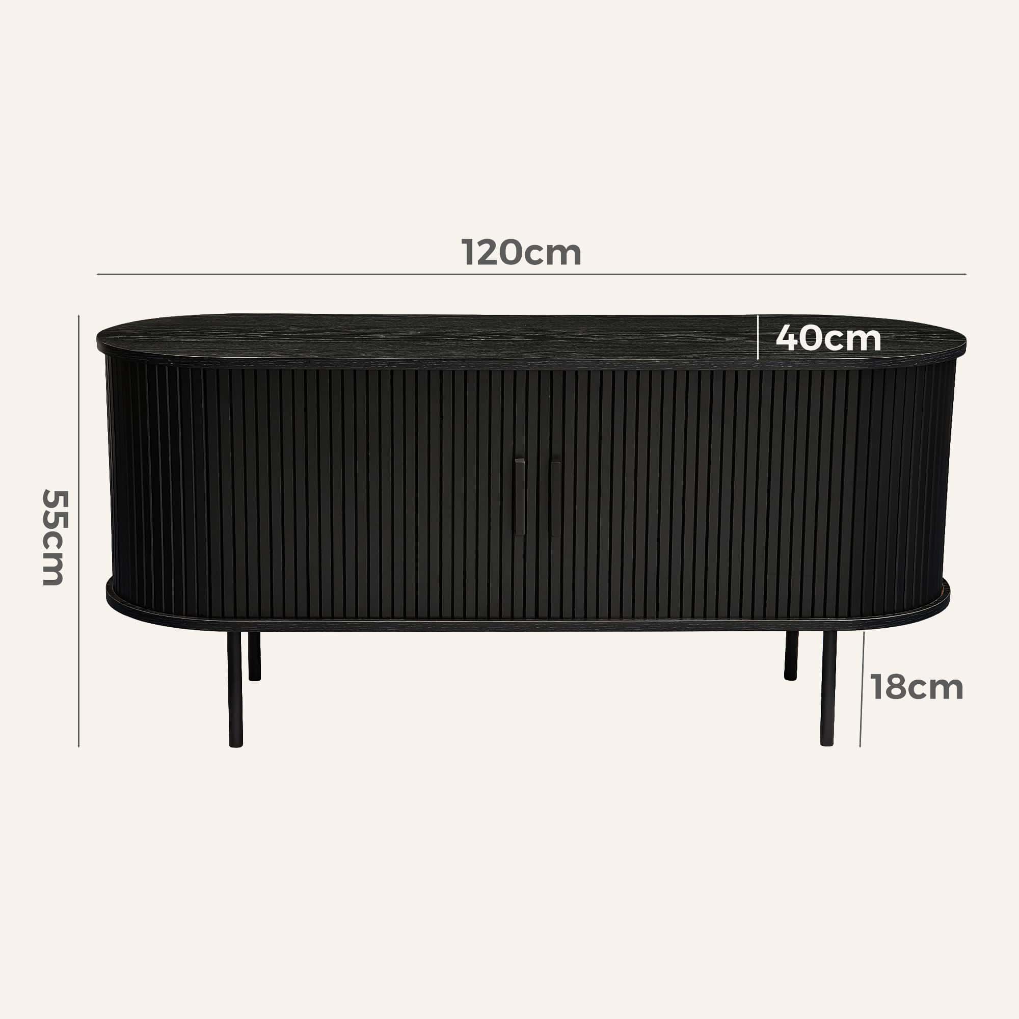 Ribbed Black Sideboard with Sliding Doors - Image 15