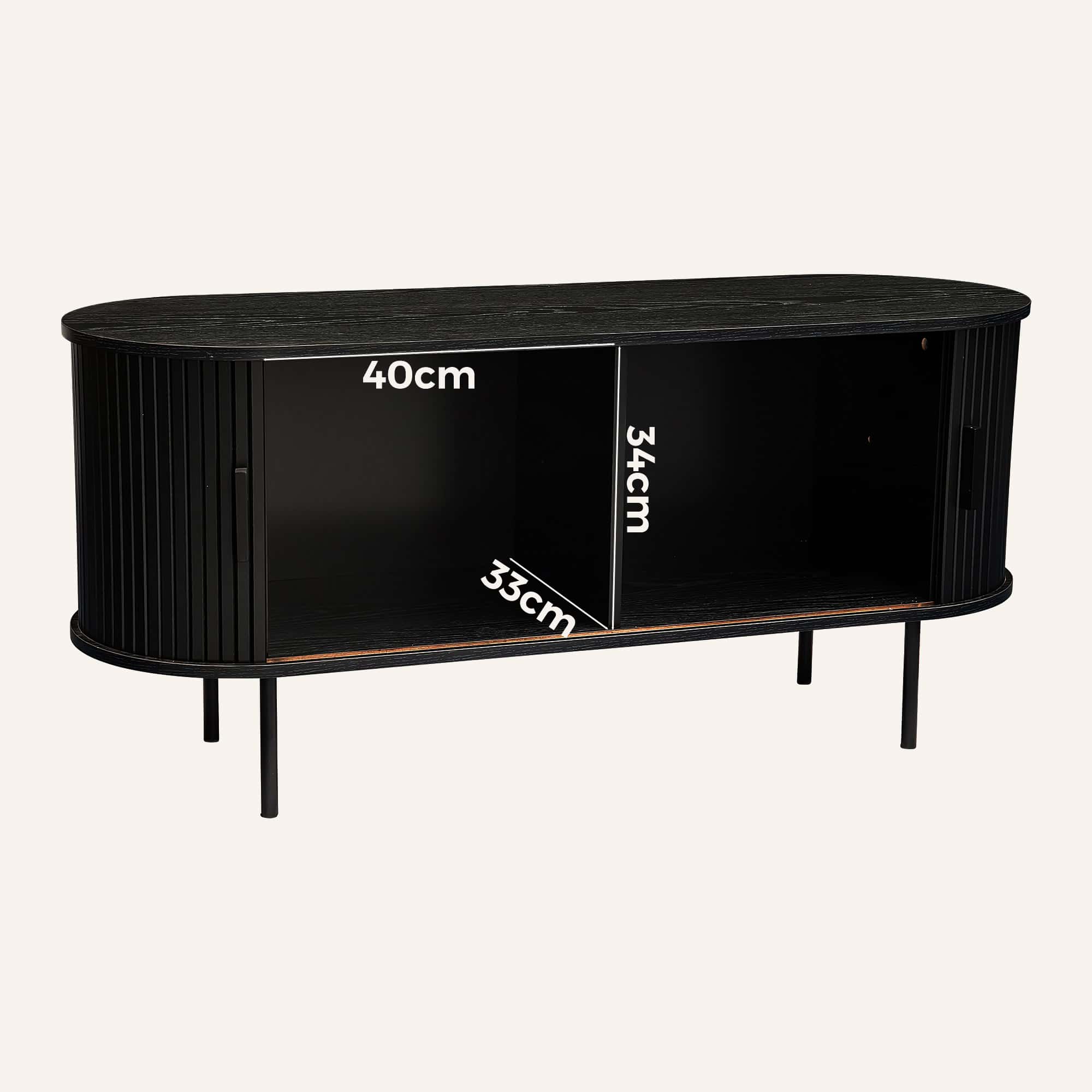 Ribbed Black Sideboard with Sliding Doors - Image 14