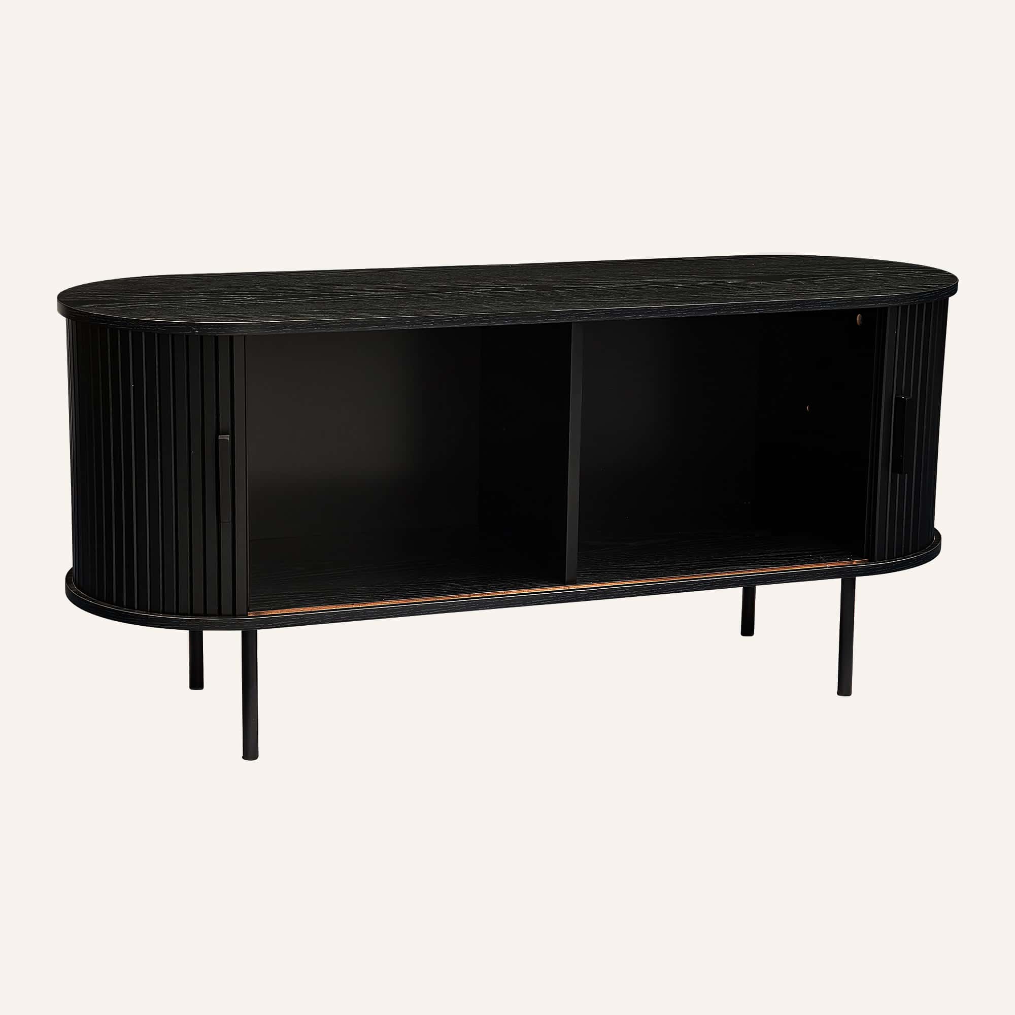 Ribbed Black Sideboard with Sliding Doors - Image 11