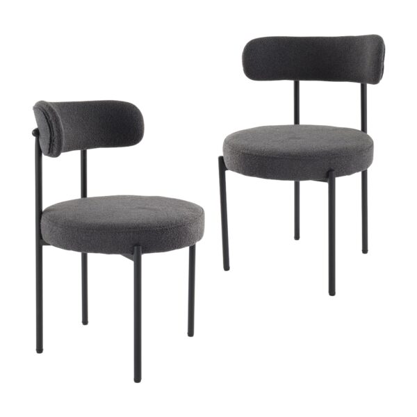 Mila Boucle Dining Chairs (Set of 2) Charcoal