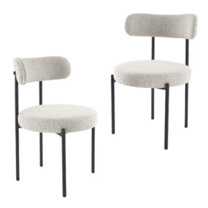Luxe Boucle Cushioned Elsa Dining Chairs in White Quartz