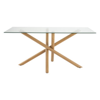 James Natural Dining Table with Glass Tabletop