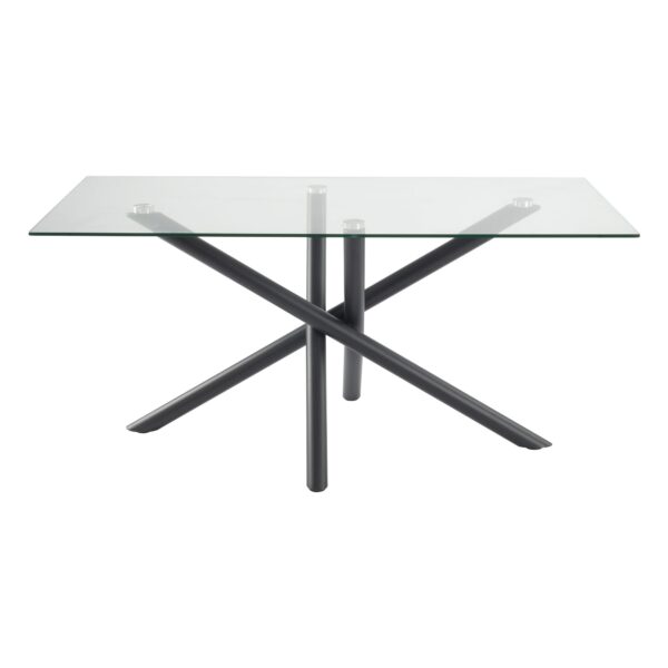 James Black Dining Table with Glass Tabletop