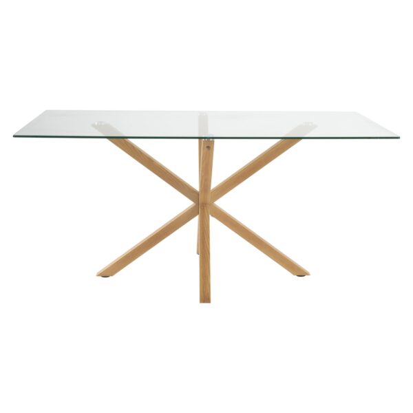Glass Dining Table with Steel Legs Natural