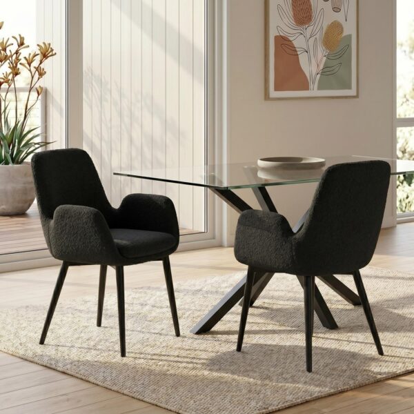 Charcoal Embrace Boucle - teddy Sherpa Fabric Armchair Set