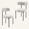4-Seat White Dining Table Set with Plush Boucle Chairs - Thumbnail Image 11