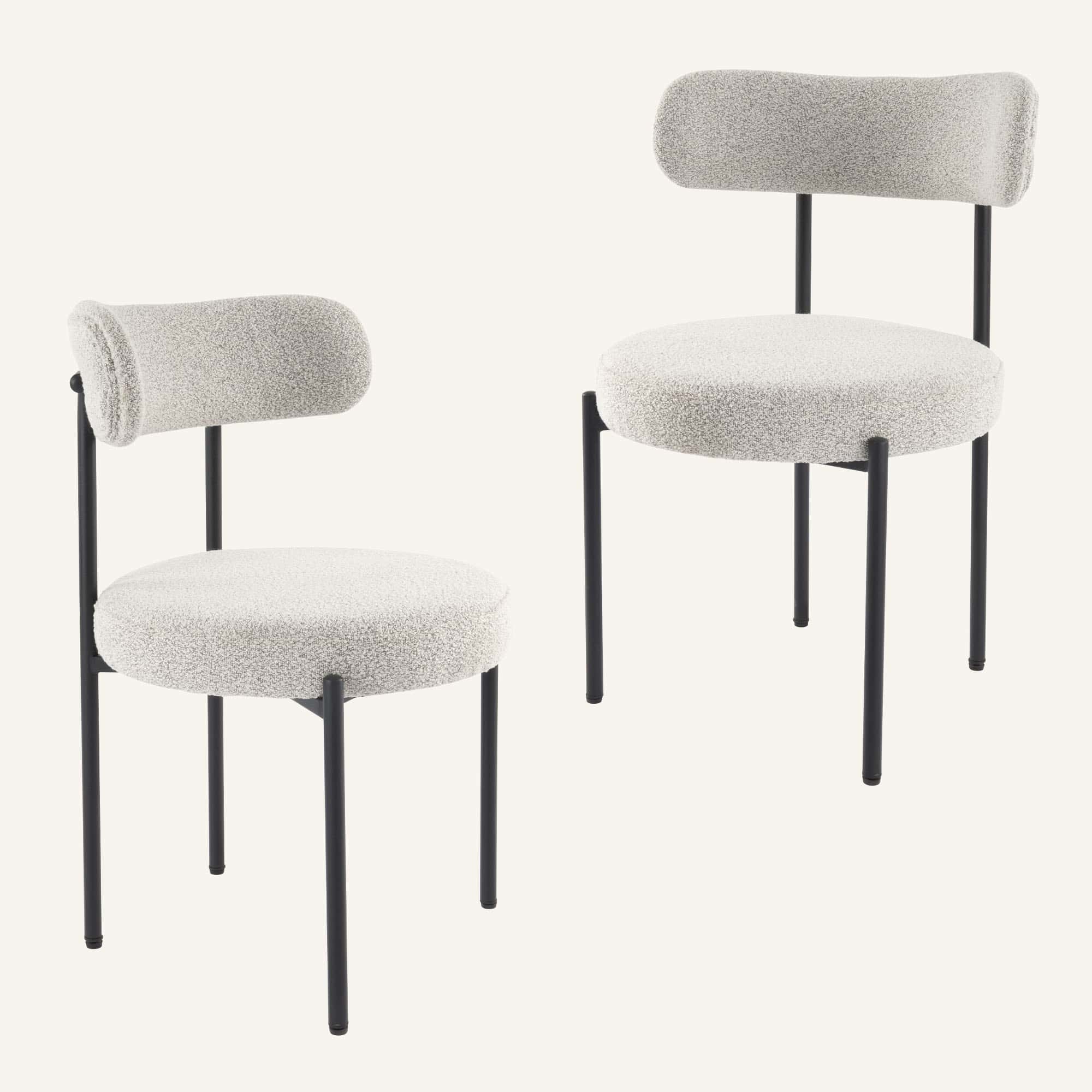 4-Seat White Dining Table Set with Plush Boucle Chairs - Image 11