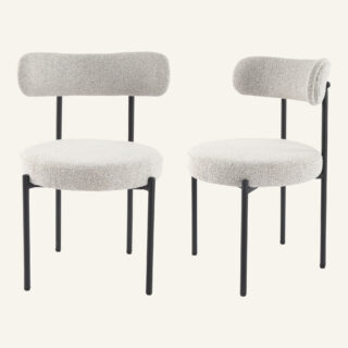 Luxe Boucle Cushioned Elsa Dining Chairs in White Quartz