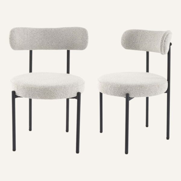 Luxe Boucle Cushioned Elsa Dining Chairs in White Quartz