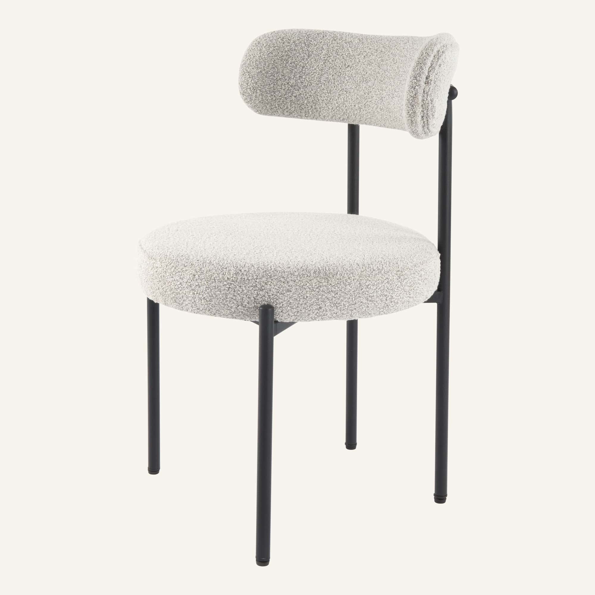 4-Seat White Dining Table Set with Plush Boucle Chairs - Image 12