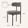 Plush Boucle Cushioned Elsa Dining Chairs in Slate Grey - Thumbnail Image 11