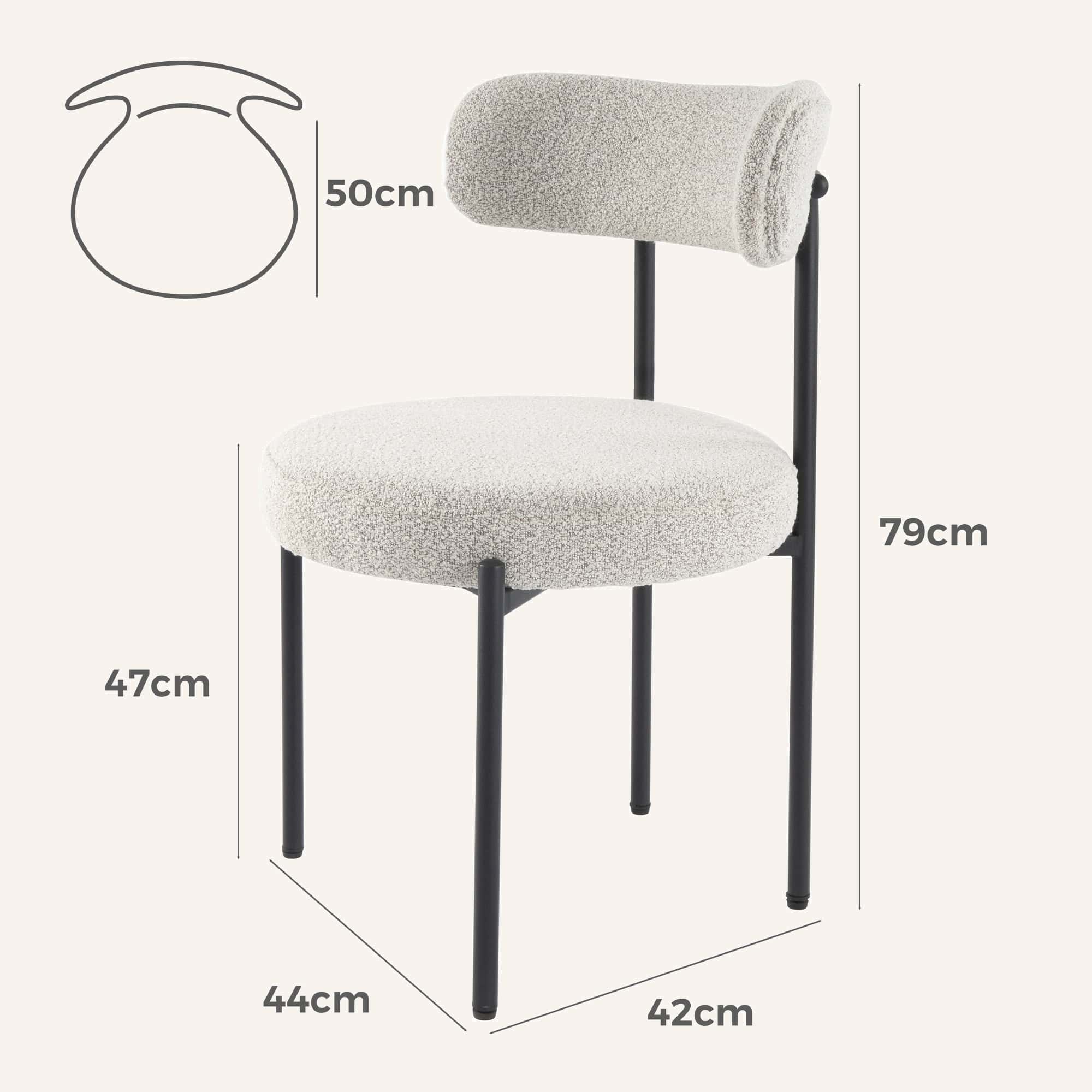 Luxe Boucle Cushioned Elsa Dining Chairs in White Quartz - Image 13