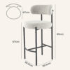 Sleek White Quartz Metal Boucle Elsa Bar Stools - Thumbnail Image 16