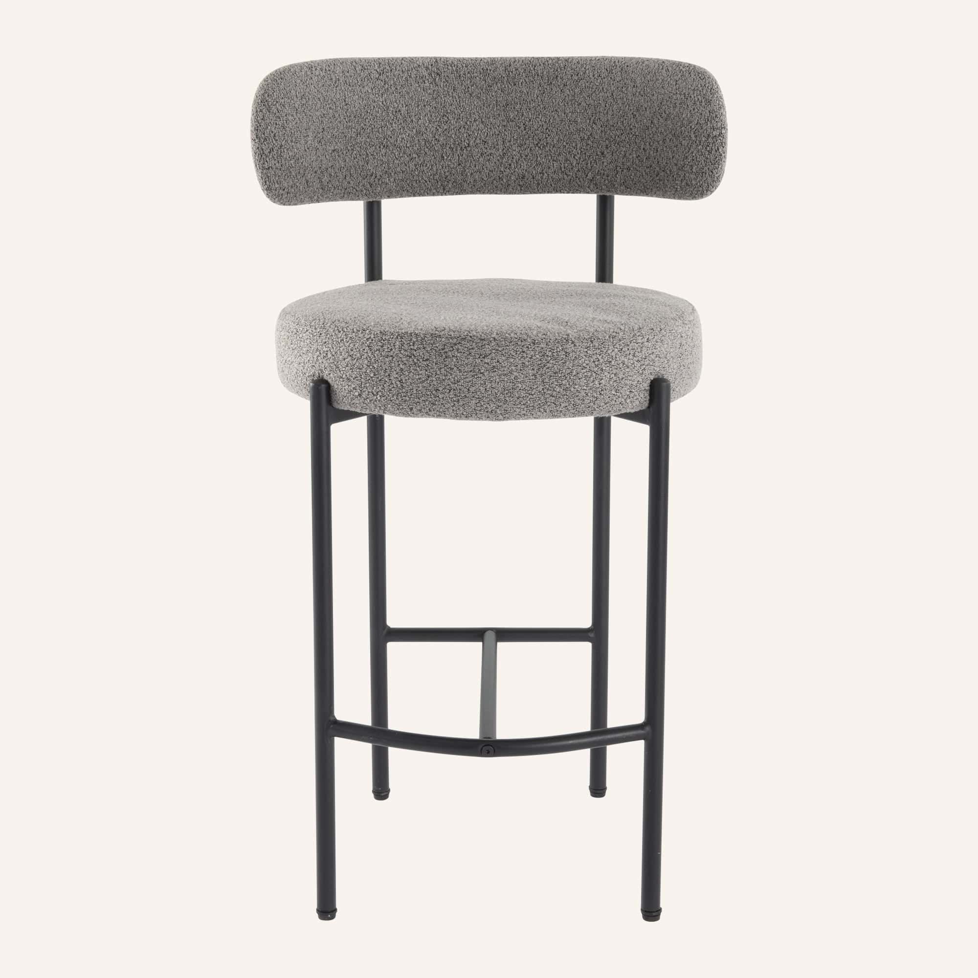 Contemporary Grey Boucle Elsa Low Bar Stools - Image 6