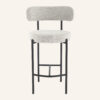 Sleek White Quartz Metal Boucle Elsa Bar Stools - Thumbnail Image 12
