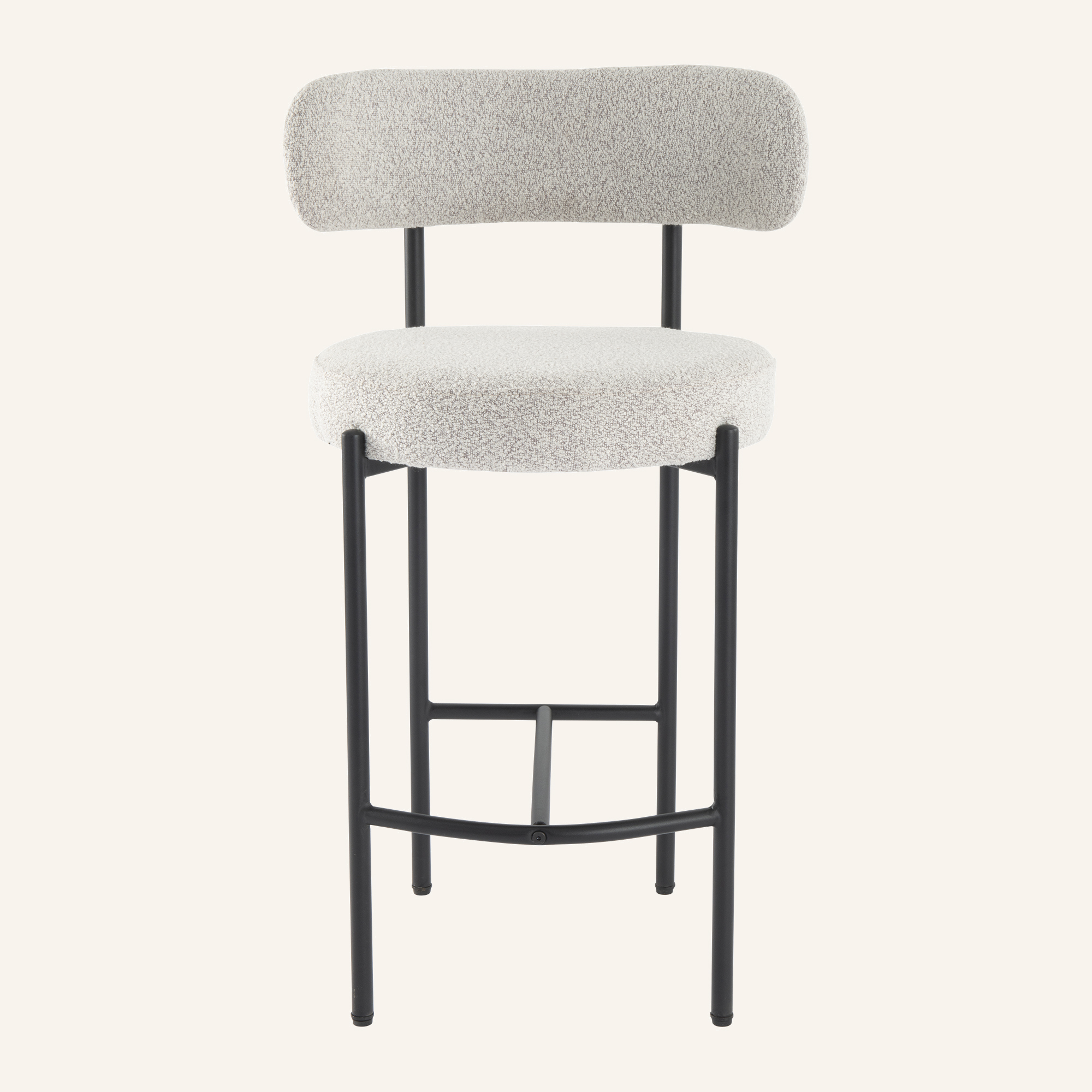 Sleek White Quartz Metal Boucle Elsa Bar Stools - Image 12