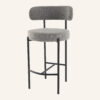 Contemporary Grey Boucle Elsa Low Bar Stools - Thumbnail Image 7