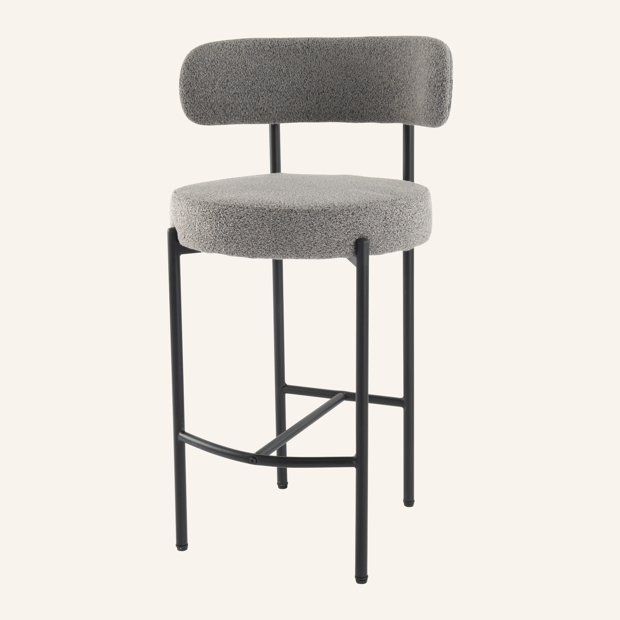 Contemporary Grey Boucle Elsa Low Bar Stools - Image 7