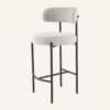 Sleek White Quartz Metal Boucle Elsa Bar Stools - Thumbnail Image 13