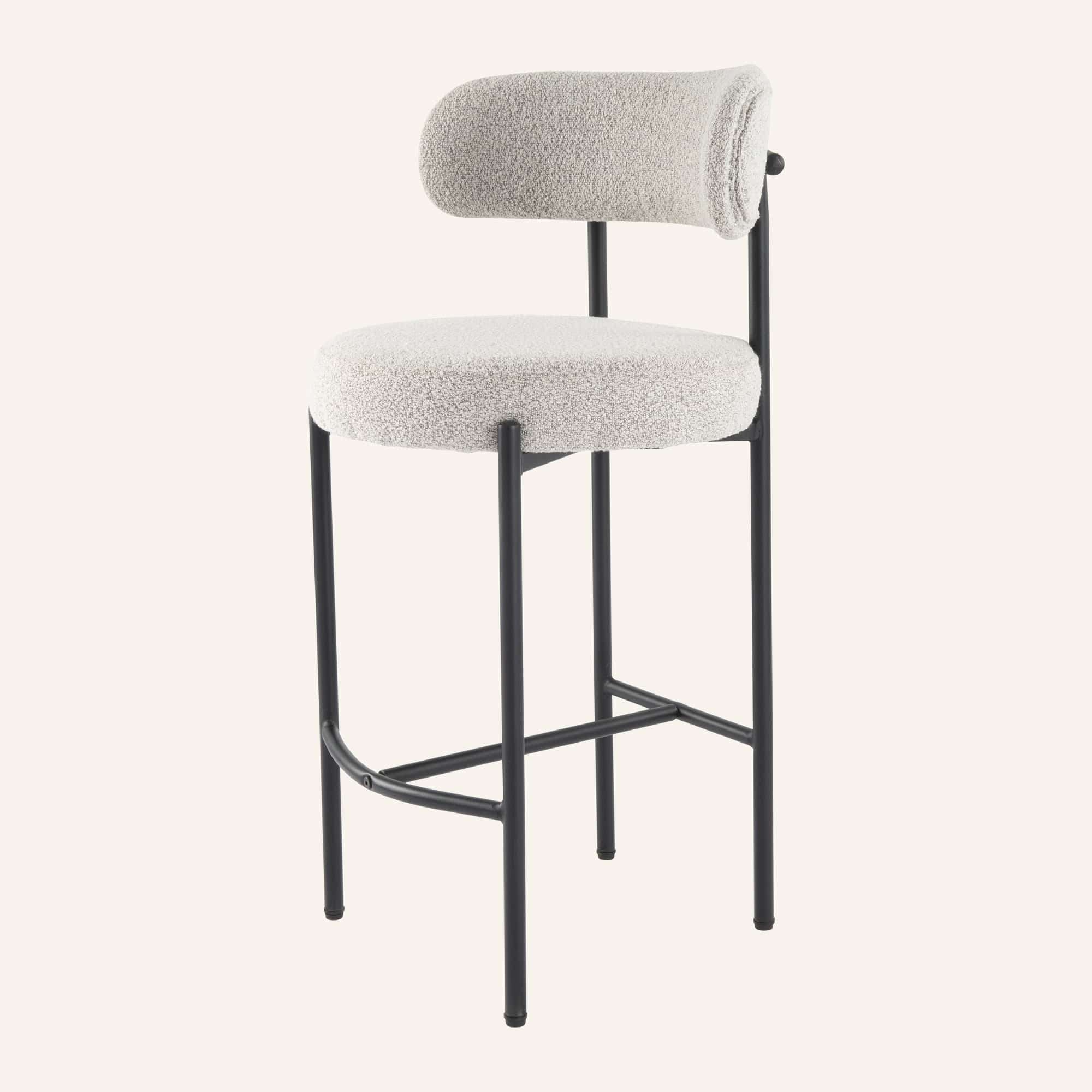 Sleek White Quartz Metal Boucle Elsa Bar Stools - Image 13