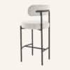 Sleek White Quartz Metal Boucle Elsa Bar Stools - Thumbnail Image 14