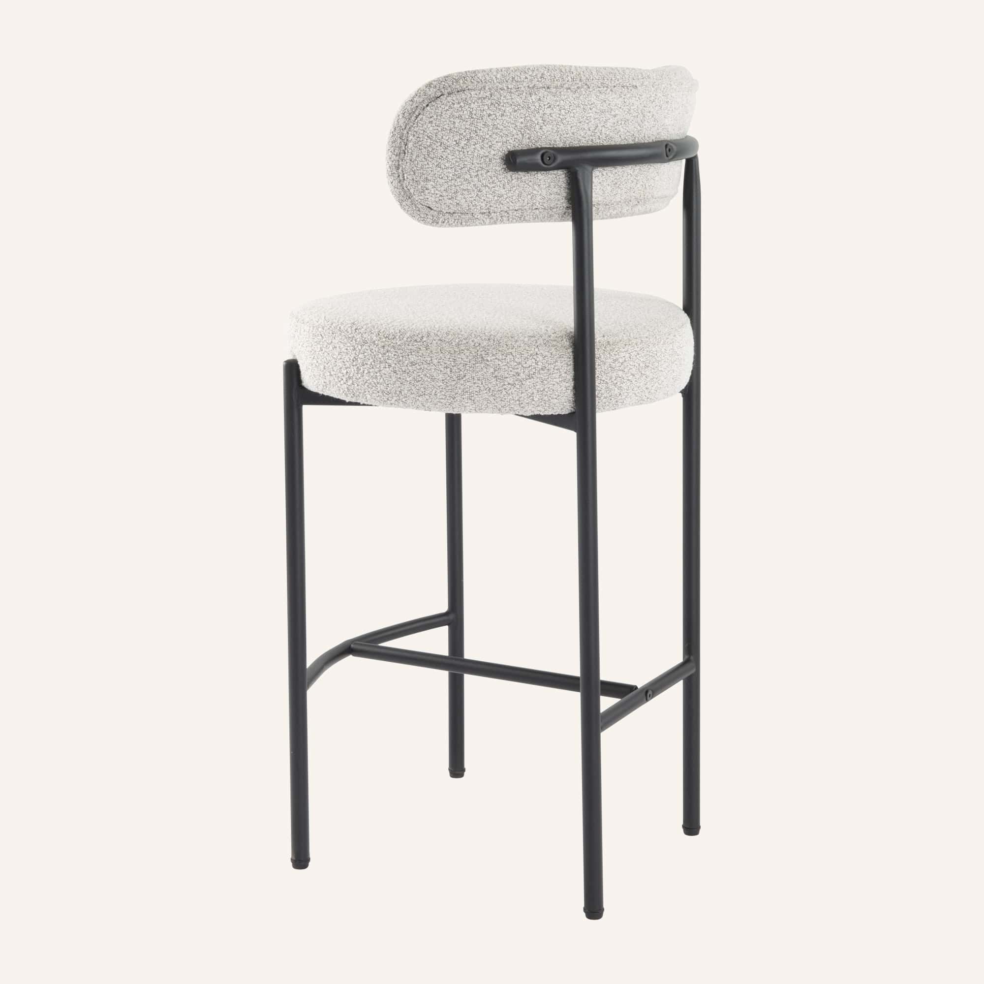 Sleek White Quartz Metal Boucle Elsa Bar Stools - Image 14
