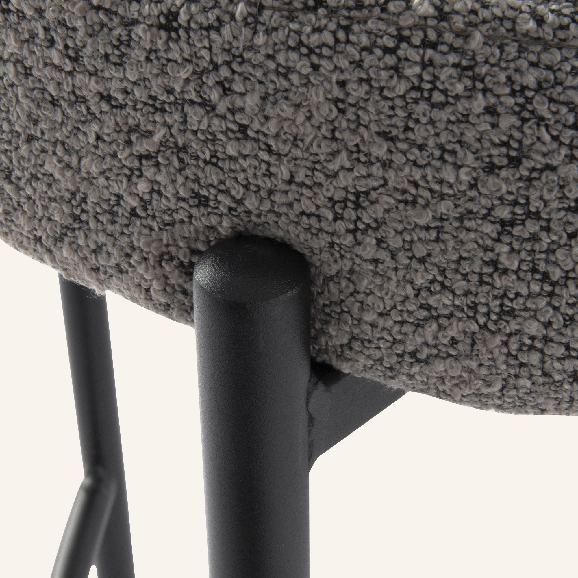 Contemporary Grey Boucle Elsa Low Bar Stools - Image 11