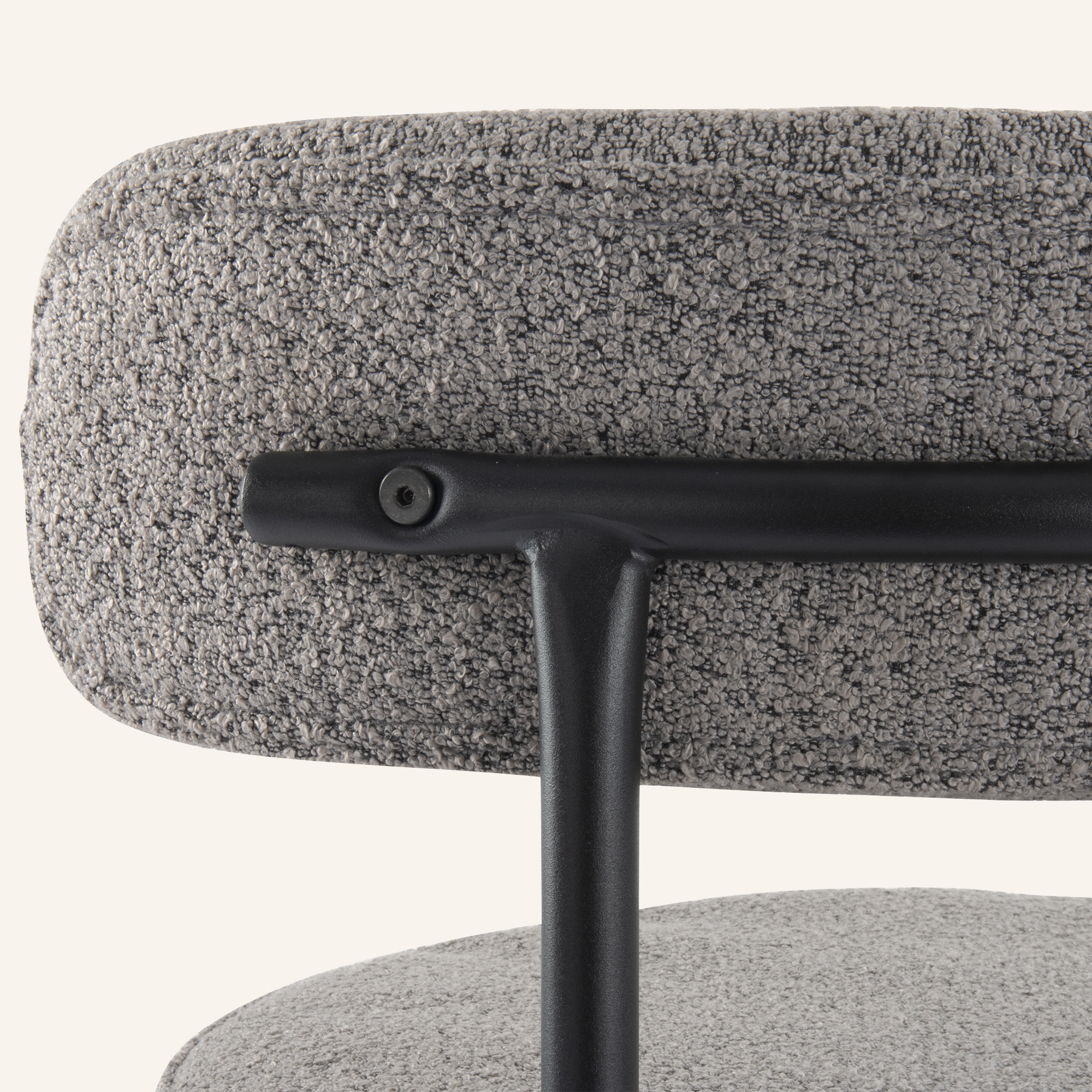 Contemporary Grey Boucle Elsa Low Bar Stools - Image 12