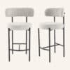 Sleek White Quartz Metal Boucle Elsa Bar Stools - Thumbnail Image 11