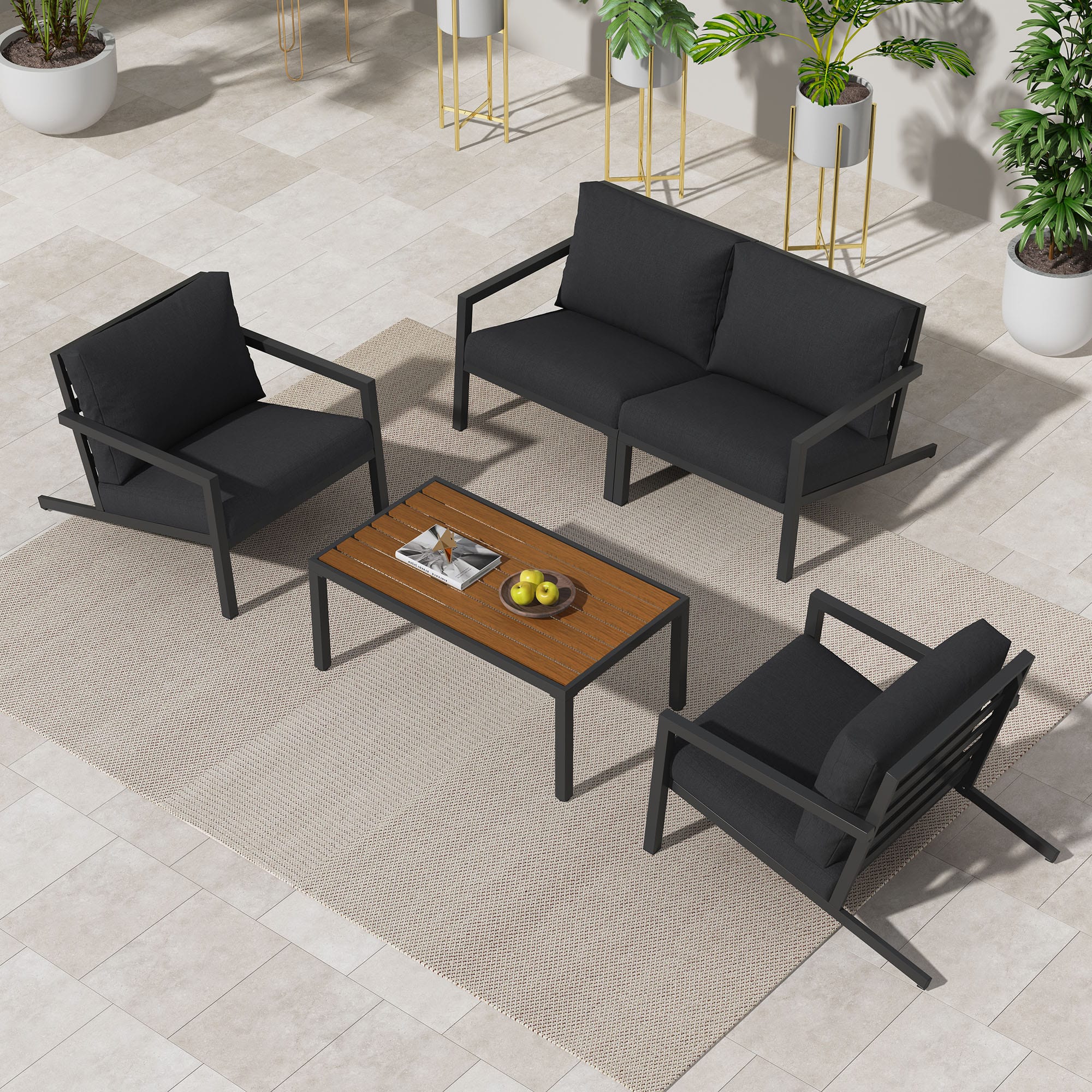 Aidan Garden Furniture Set in Slate Grey — 5 pieces