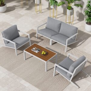 Aidan Garden Furniture Set in White — 5 pieces