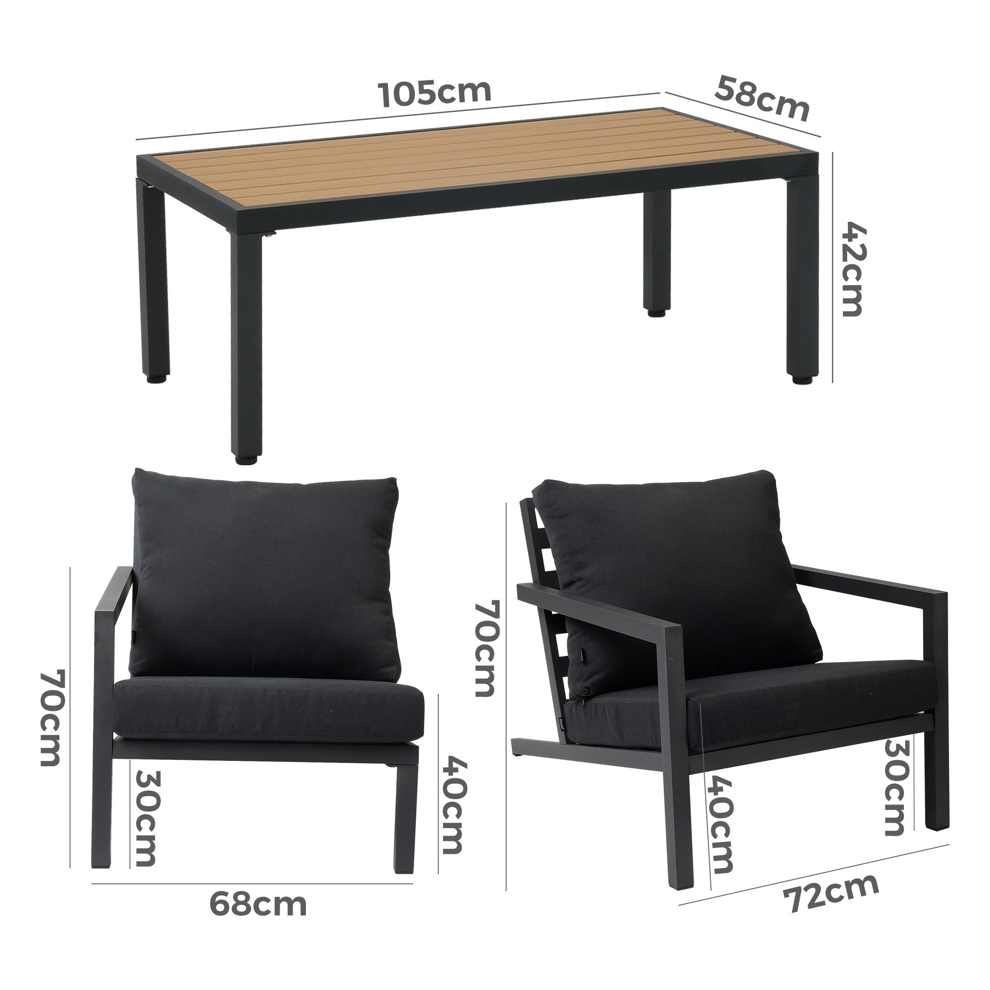 Aidan Garden Furniture Set in Slate Grey — 5 pieces - Image 9