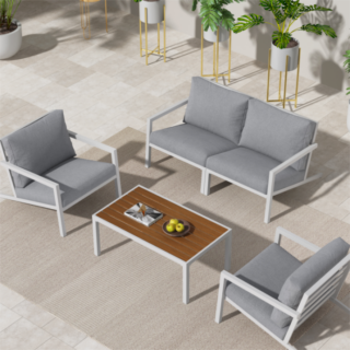 Aidan Garden Furniture Set in White — 5 pieces
