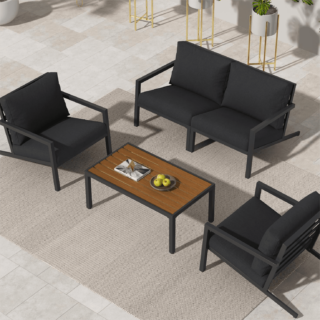 Contemporary 5-Piece Outdoor Sofa Set Charcoal