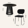4-Seat Black Palmer Dining Table with Charcoal Armless Chairs - Thumbnail Image 16